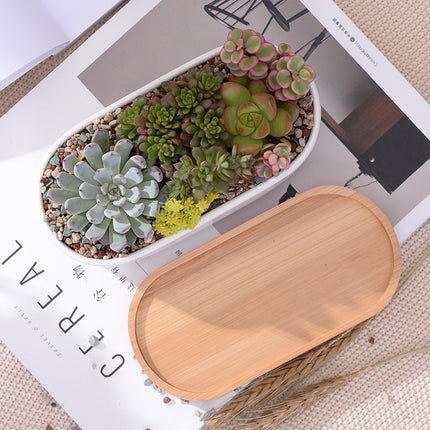 Bamboo and Ceramic Minimalist White Plant Pot - wnkrs