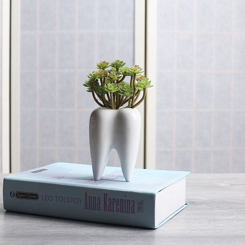 Tooth Shaped Ceramic Flower Pot