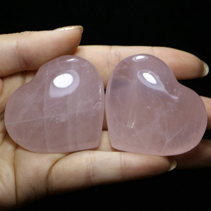 Natural Rose Quartz Polished Heart Stones 2 pcs Set - wnkrs