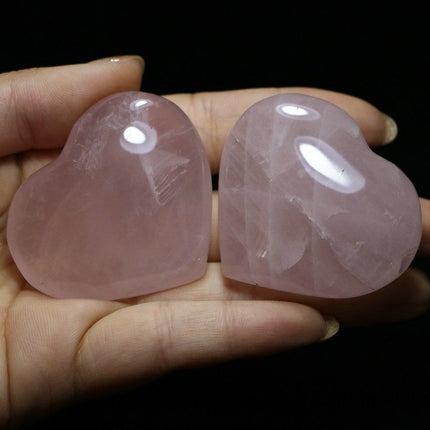 Natural Rose Quartz Polished Heart Stones 2 pcs Set - wnkrs