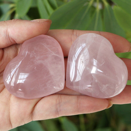 Natural Rose Quartz Polished Heart Stones 2 pcs Set - wnkrs