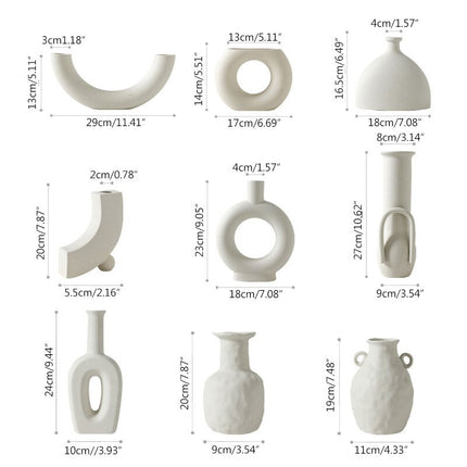 Multi-Shaped Ceramic Vase in White - wnkrs