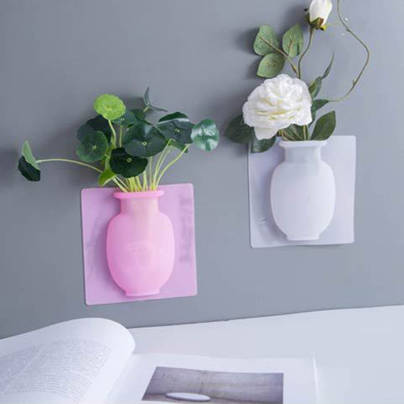 Sticky Silicone Wall Flower Vase
