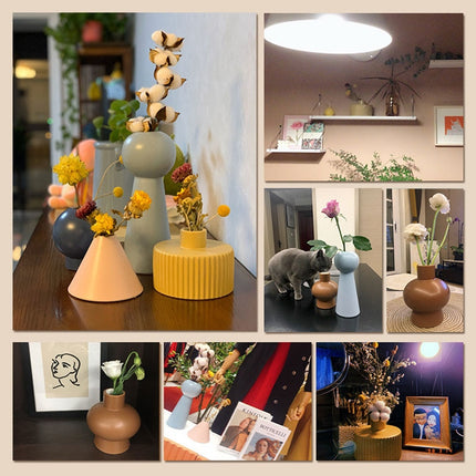 Modern Style Geometric Ceramic Flower Vase - wnkrs