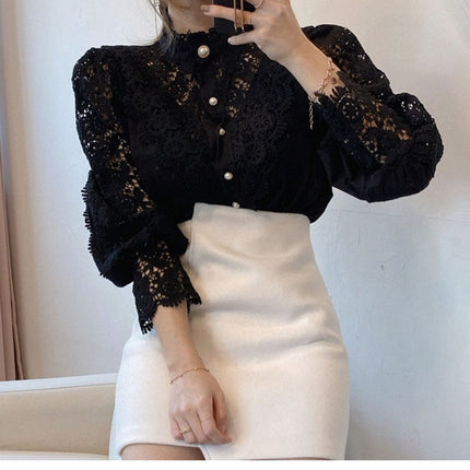 Women's Petal Sleeve Stand Collar Blouse - Wnkrs
