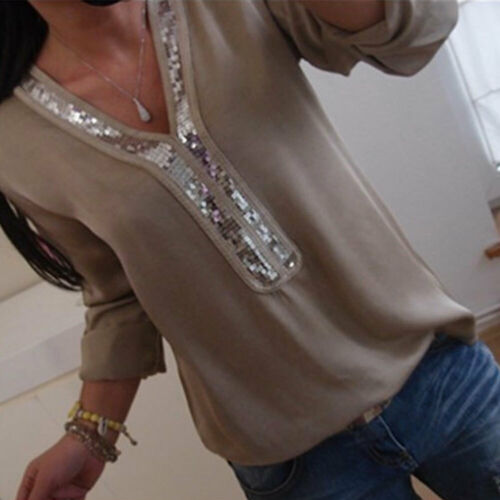 Women's Sequined Detail Loose Blouse - Wnkrs