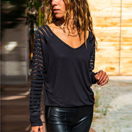 Women's Sheer Stripes Loose Blouse - Wnkrs