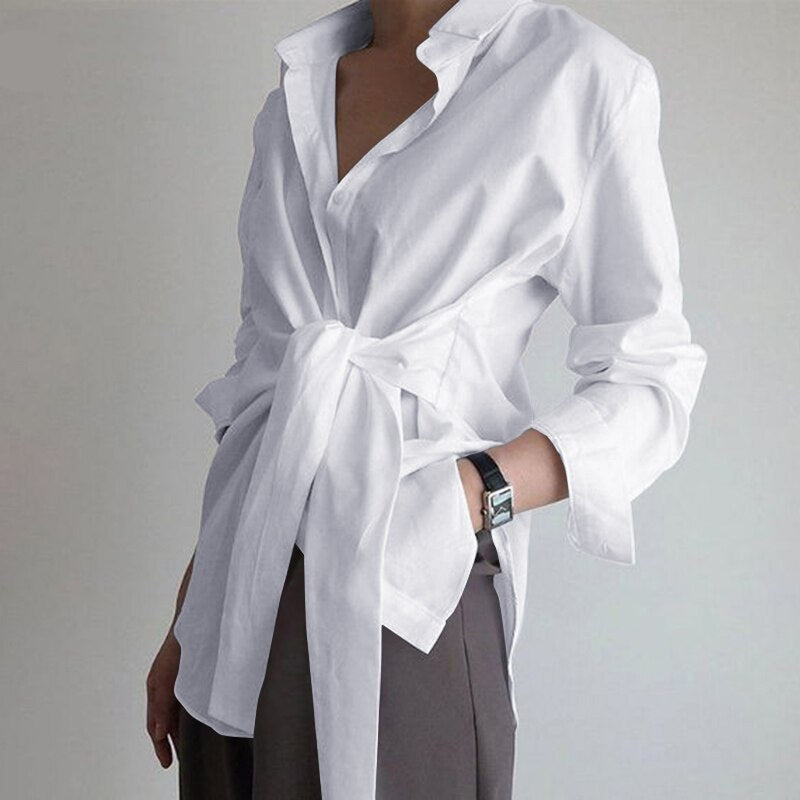 Women's Asymmetric Long Sleeved Blouse