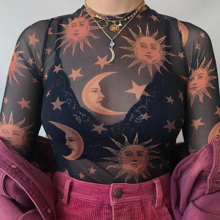 Women's Transparent Moon Printed T-Shirt - Wnkrs