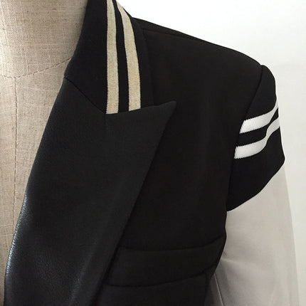 Black Women's Jacket with White Leather Sleeves - Wnkrs