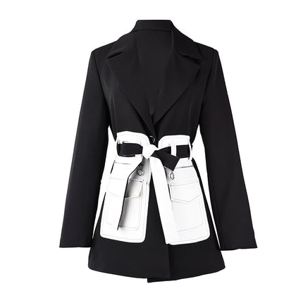 Women's Black Blazer White Pockets - Wnkrs
