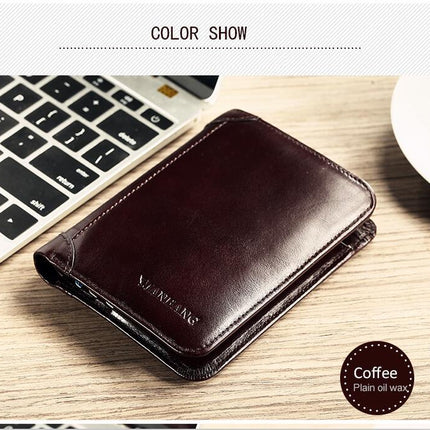 Fashion Short Genuine Leather Men's Wallet - Wnkrs