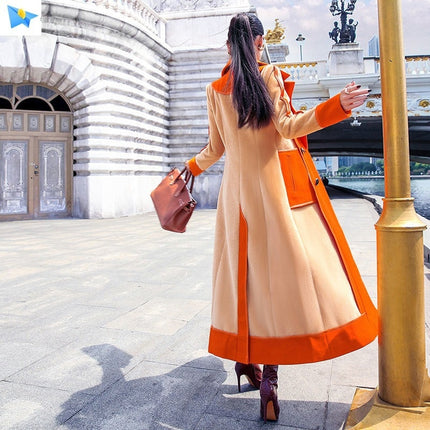 Women's Color Block Warm Long Coat - Wnkrs