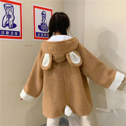 Elegant Faux Fur Kawaii Teddy Bear Coat - Wnkrs