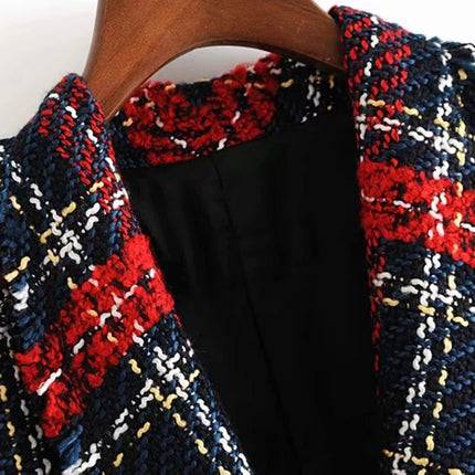 Red Plaid Tweed Blazer for Women - Wnkrs
