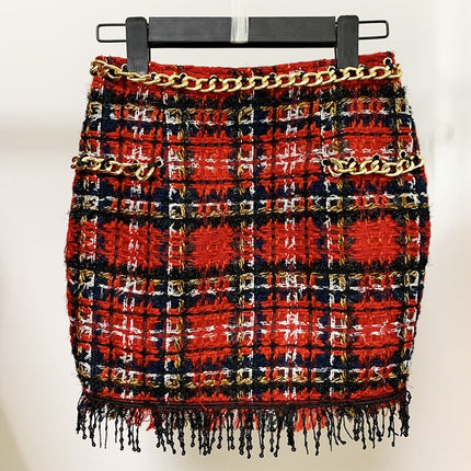 Fashion Red Plaid Skirt Suit - Wnkrs