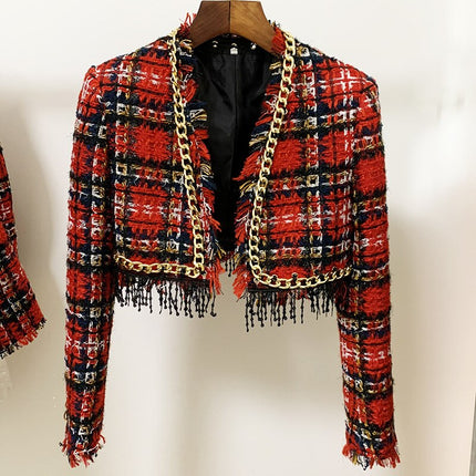 Fashion Red Plaid Skirt Suit - Wnkrs