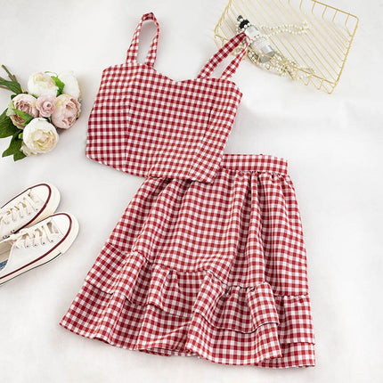 Women's Summer Plaid Two Pieces Sets - Wnkrs