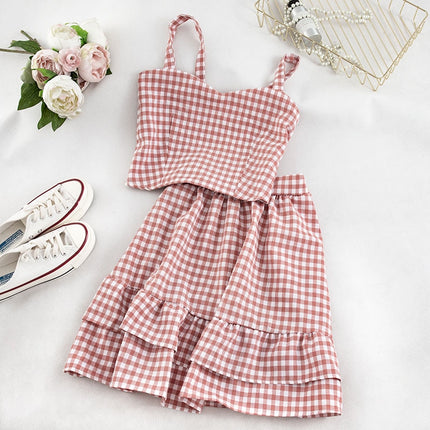 Women's Summer Plaid Two Pieces Sets - Wnkrs