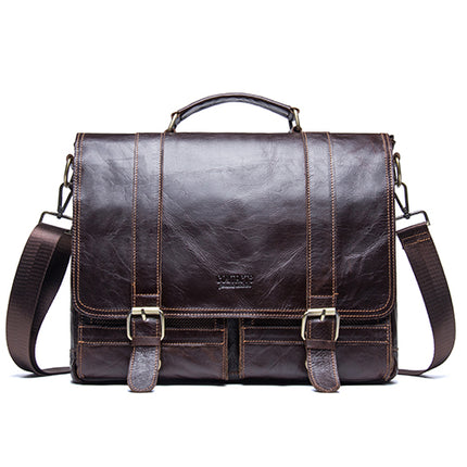 Men's Basic Leather Briefcase with Pockets - Wnkrs