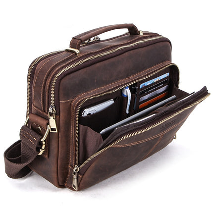 Men's Solid Leather Briefcase - Wnkrs