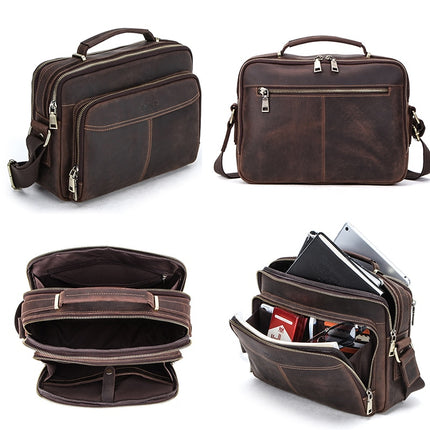 Men's Solid Leather Briefcase - Wnkrs