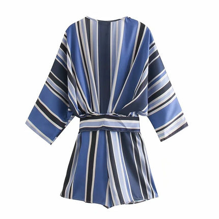 Women's Striped Short Jumpsuit - Wnkrs