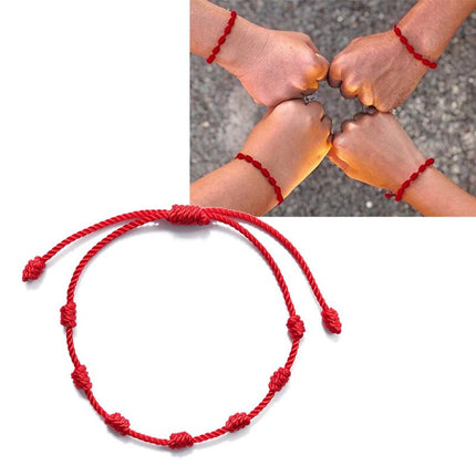 7 Knots Red String Luck Bracelets 2 pcs Set - wnkrs