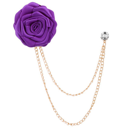 Colorful Rose Flower Lapel Pin with Chains - Wnkrs