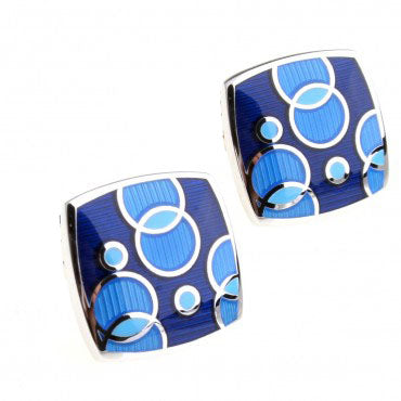 Blue Tones Geometric Style Cufflinks - Wnkrs