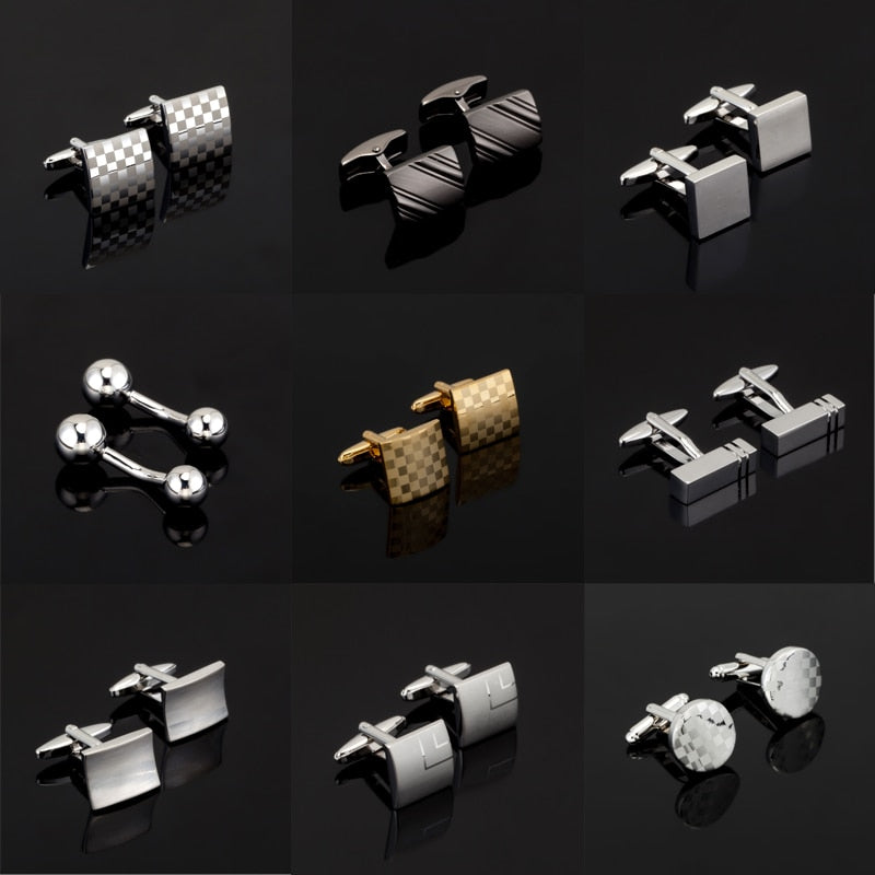 Fashion Engraved Silver & Gold Cufflinks