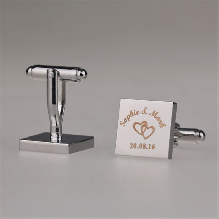 Personalized Engraved Square Wedding Cufflinks - Wnkrs