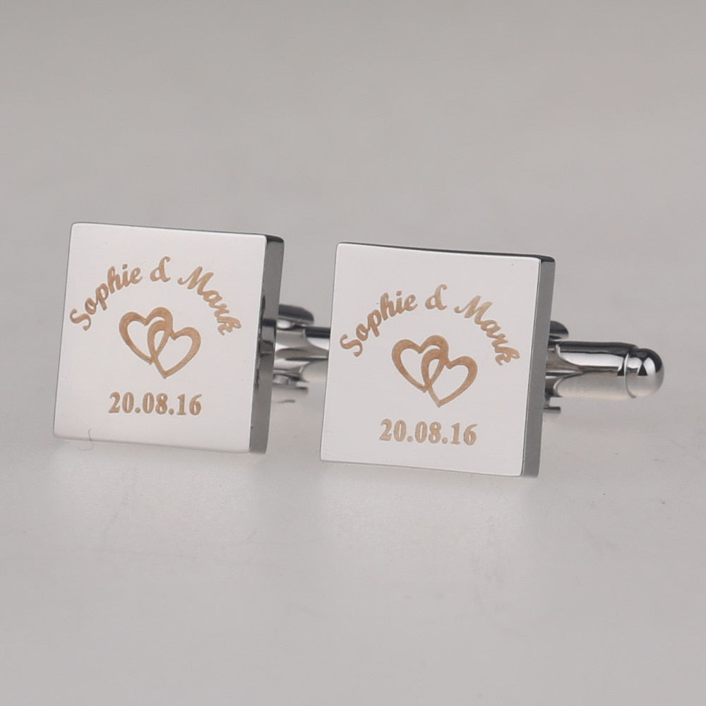 Personalized Engraved Square Wedding Cufflinks