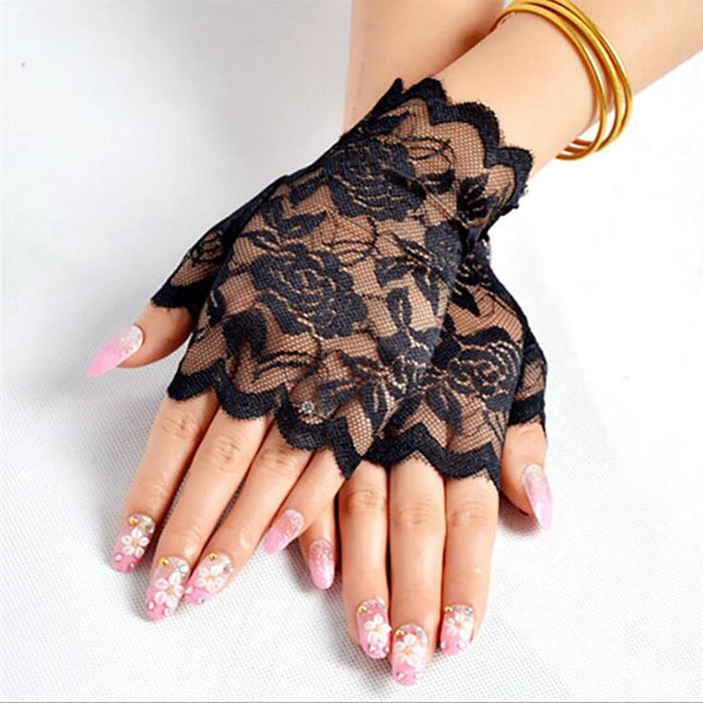 Women's Fingerless Lace Gloves - Wnkrs