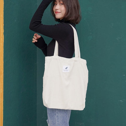 Women's Corduroy Shopper Bag With Interior Zipper Pocket - Wnkrs