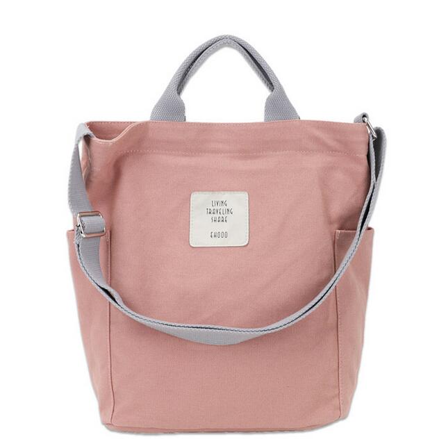 Canvas Women's Shoulder Bag with Zipper
