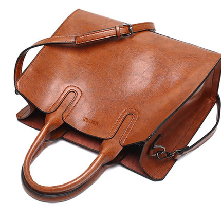 Women's Oil Leather Tote Shoulder Bag - Wnkrs