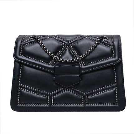 Rivet Chain PU Leather Crossbody Bag - Wnkrs
