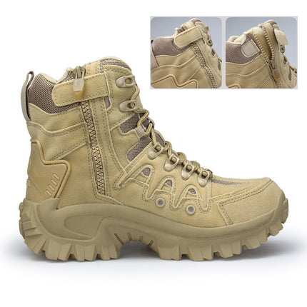 Comfortable Wear-Resistant Leather Men's Military Boots - Wnkrs