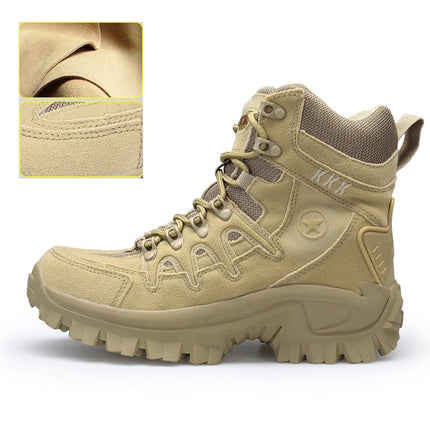 Comfortable Wear-Resistant Leather Men's Military Boots - Wnkrs