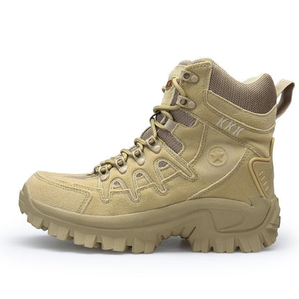 Comfortable Wear-Resistant Leather Men's Military Boots - Wnkrs