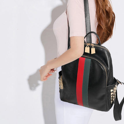 Women's Striped Eco-Leather Backpack - Wnkrs