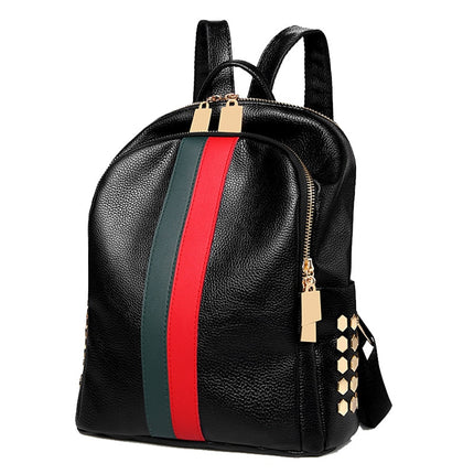 Women's Striped Eco-Leather Backpack - Wnkrs