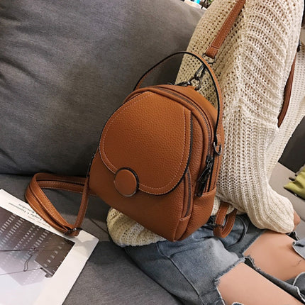 Women's Round Buckle Eco-Leather Backpack - Wnkrs