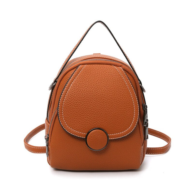Women's Round Buckle Eco-Leather Backpack - Wnkrs
