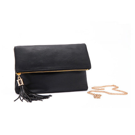 Fashion Convenient Tasseled Women's Clutch Bag with Chain - Wnkrs