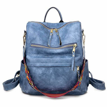 Women's Eco-Leather Backpack with Ethnic Style Strap - Wnkrs