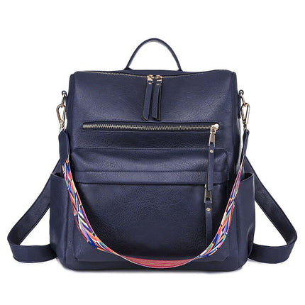 Women's Eco-Leather Backpack with Ethnic Style Strap - Wnkrs