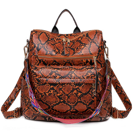 Women's Eco-Leather Backpack with Ethnic Style Strap - Wnkrs