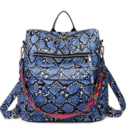 Women's Eco-Leather Backpack with Ethnic Style Strap - Wnkrs